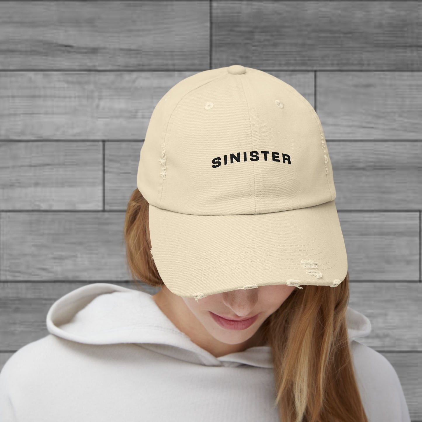 Sinister Distressed Cap in Cream