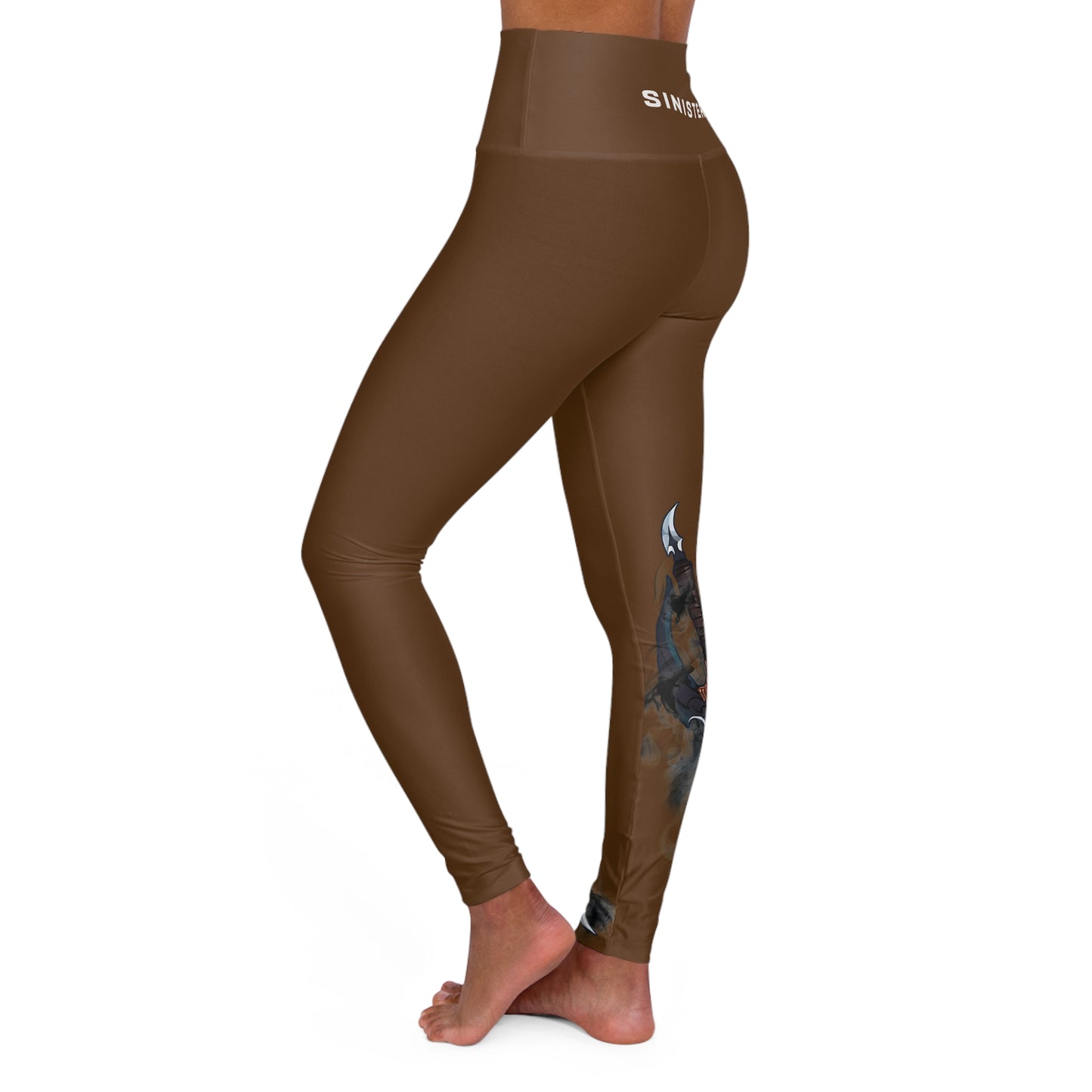 Cured-Dagger High Waisted Yoga Leggings in Brown