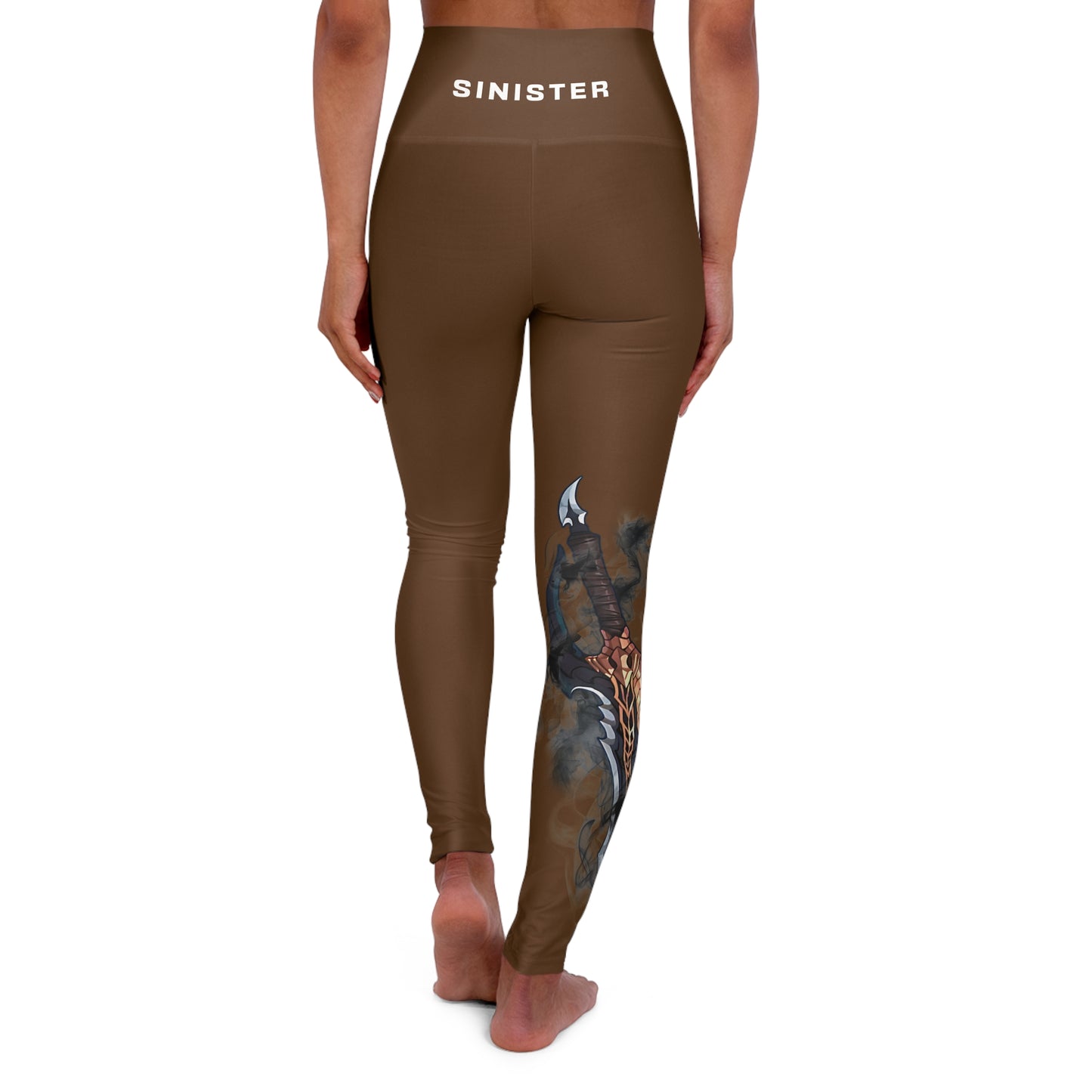 Cured-Dagger High Waisted Yoga Leggings in Brown