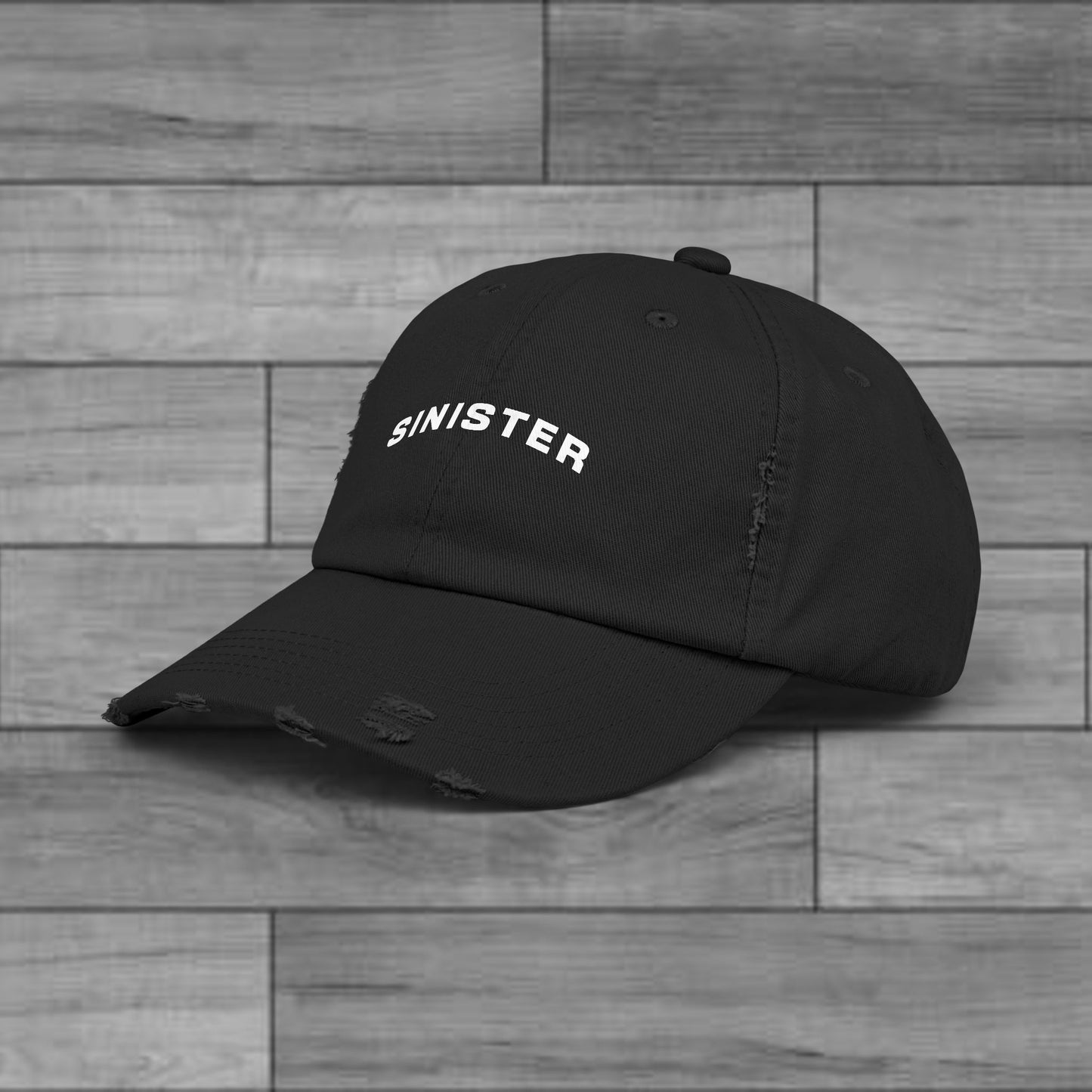 Sinister Distressed Cap in Black