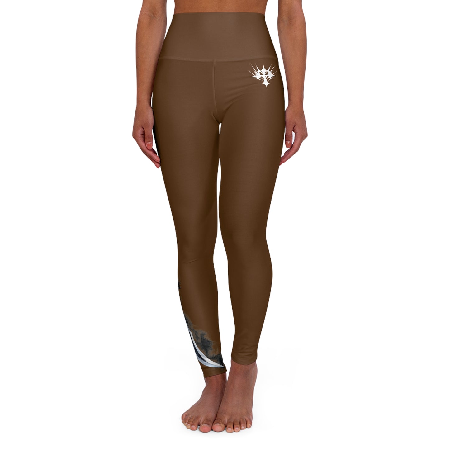 Cured-Dagger High Waisted Yoga Leggings in Brown