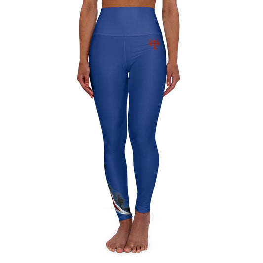 Cured-Dagger High Waisted Yoga Leggings in Blue