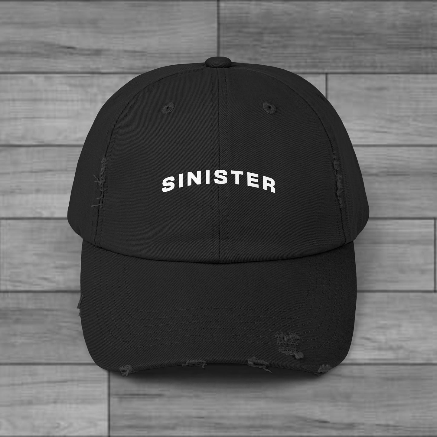 Sinister Distressed Cap in Black