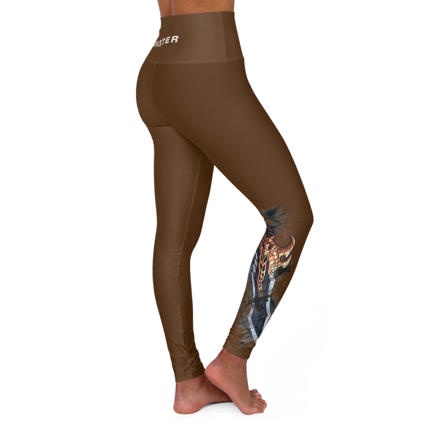 Cured-Dagger High Waisted Yoga Leggings in Brown